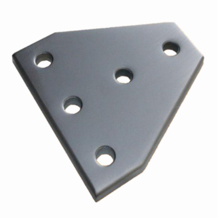 2020 T-shaped connection plate in anodized aluminum with 5 holes