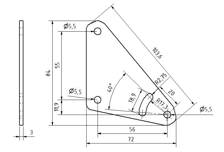 NEW Pivot plate 20+30 series, t=3, Laser cut STEEL
