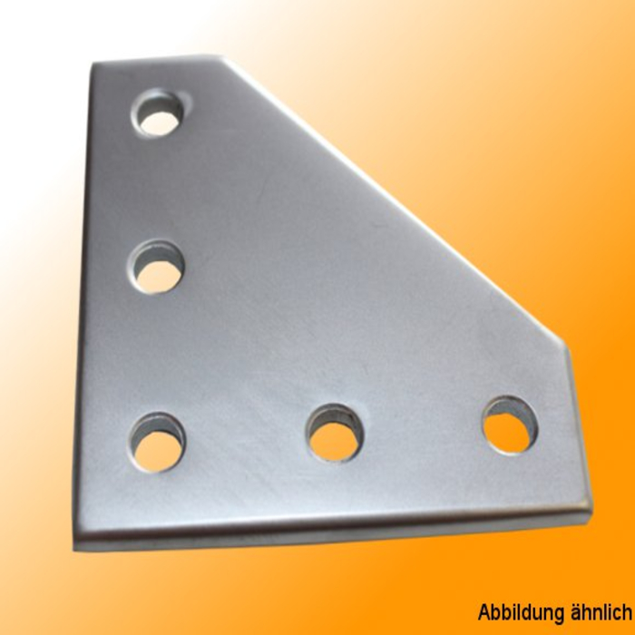 Aluminum L-connection plate 75x75 with 5 holes