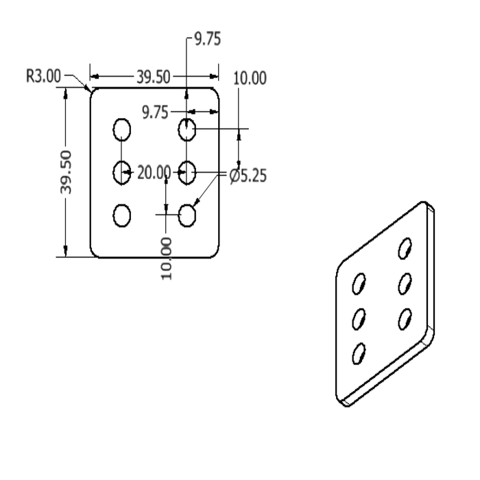 Universal Adapter Plate Alu lasered Nema 17 t=3mm