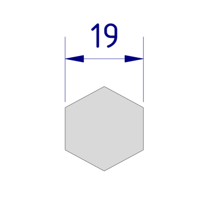 Aluminium hexagon SW19 length 1000 mm