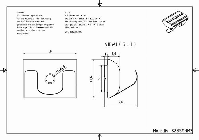 1/2 moon nut with spring tongue groove 8 B-Typ [M3] made of stainless steel can be rotated in the groove